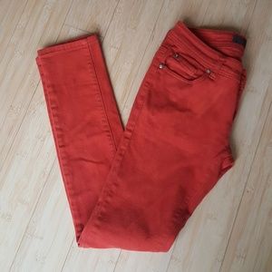 Hand dyed burnt orange corduroy skinny jeans
